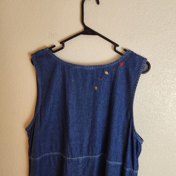 Vintage 90s Bobbie Brooks Denim Cottagecore Granny Teacher Maxi Dress XL - Picture 3 of 6